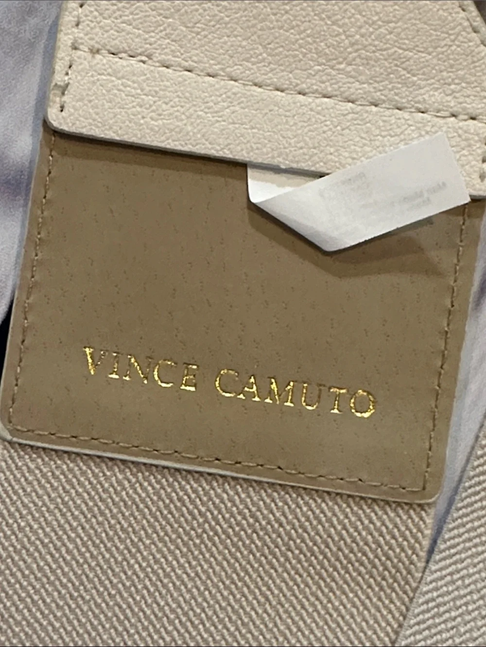 Vince Camuto Wide Ivory Elastic Belt with Decorative Ring Buckle